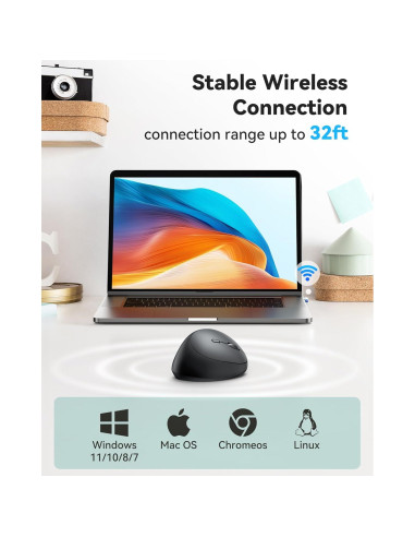 Ratón Ergonómico TECKNET Inalámbrico 4800 DPI Negro