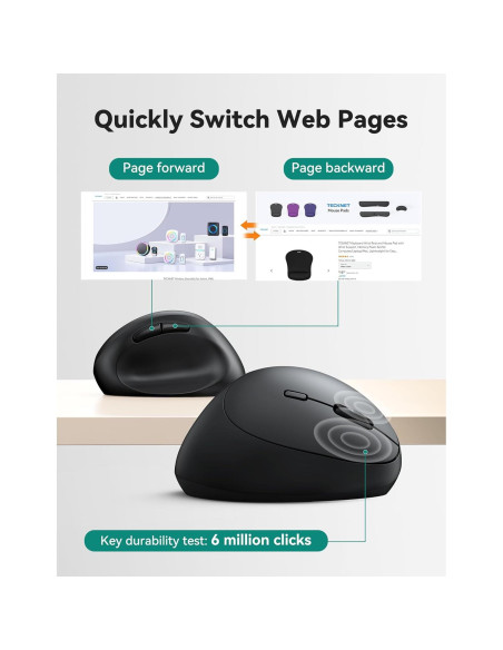 Ratón Ergonómico TECKNET Inalámbrico 4800 DPI Negro