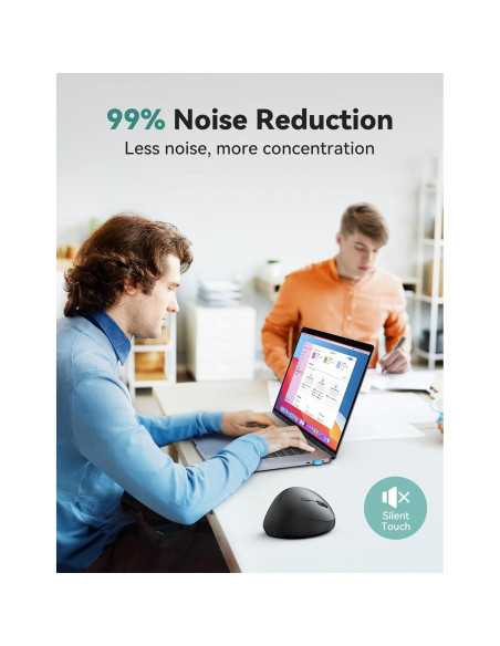 Ratón Ergonómico TECKNET Inalámbrico 4800 DPI Negro