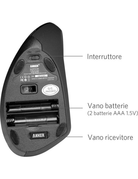 Ratón Óptico Vertical Ergonómico Inalámbrico Anker 800/1200/1600 DPI