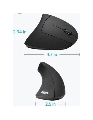 Ratón Óptico Vertical Ergonómico Inalámbrico Anker 800/1200/1600 DPI