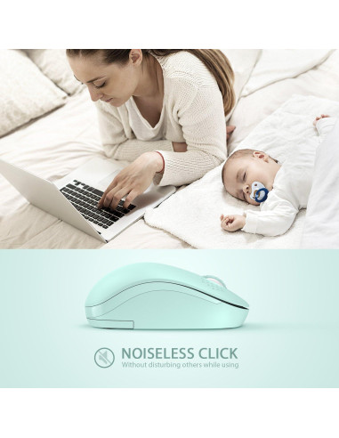 Ratón Inalámbrico Seenda Verde Menta 2.4GHz Silencioso