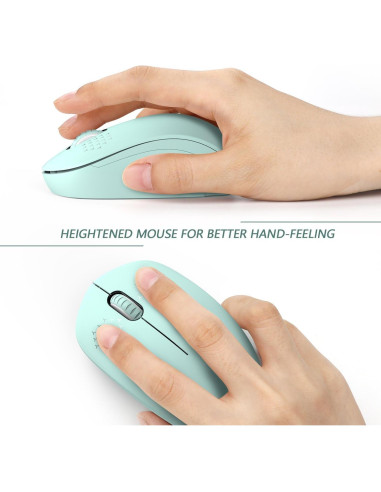 Ratón Inalámbrico Seenda Verde Menta 2.4GHz Silencioso