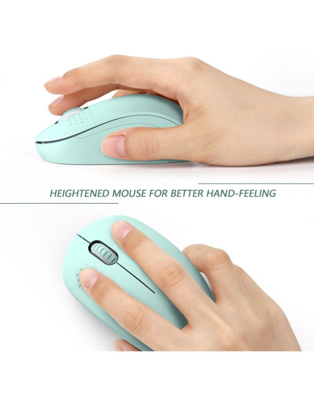 Ratón Inalámbrico Seenda Verde Menta 2.4GHz Silencioso
