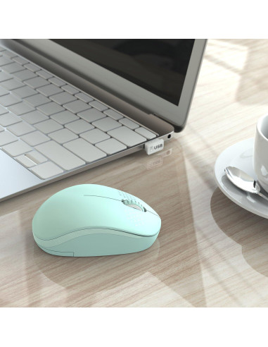 Ratón Inalámbrico Seenda Verde Menta 2.4GHz Silencioso