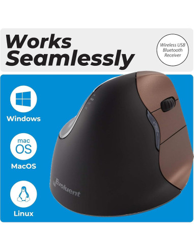 Ratón Vertical Ergonómico Evoluent VM4SW Inalámbrico USB
