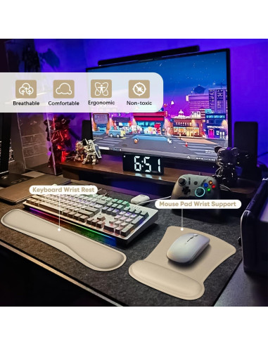 Soporte Ergonómico para Muñeca QINGLER - Almohadillas de Teclado y Ratón