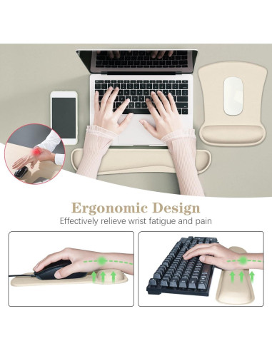 Soporte Ergonómico para Muñeca QINGLER - Almohadillas de Teclado y Ratón