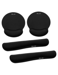 ELZO Almohadilla Ergonómica y Reposamuñecas 2 Paquete Negro