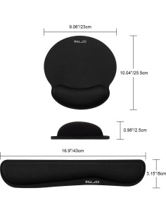 ELZO Almohadilla Ergonómica y Reposamuñecas 2 Paquete Negro 2