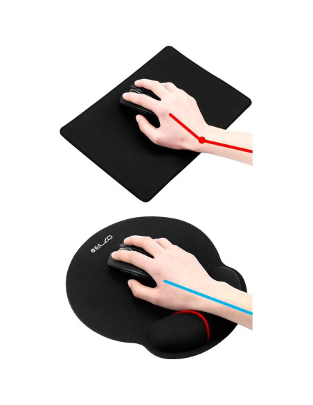 ELZO Almohadilla Ergonómica y Reposamuñecas 2 Paquete Negro