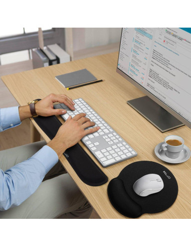 ELZO Almohadilla Ergonómica y Reposamuñecas 2 Paquete Negro