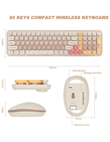 Teclado Inalámbrico SVAFA Slim Café 84 Teclas Silencioso