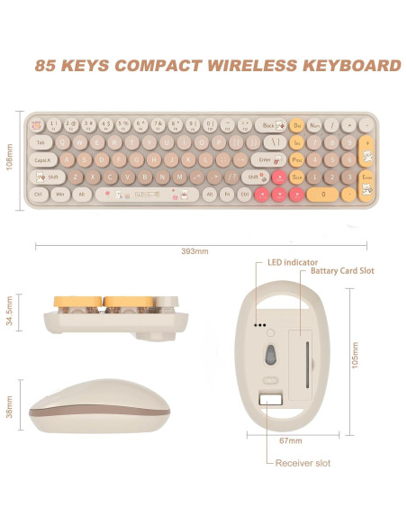 Teclado Inalámbrico SVAFA Slim Café 84 Teclas Silencioso