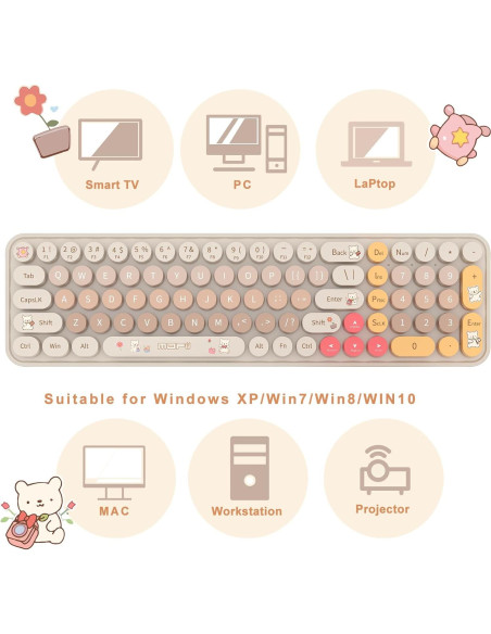 Teclado Inalámbrico SVAFA Slim Café 84 Teclas Silencioso