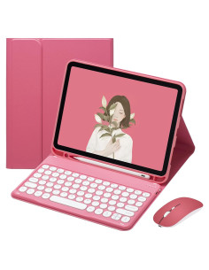 Funda de Teclado para iPad Mini 7/6 Generación Rosa con Ratón