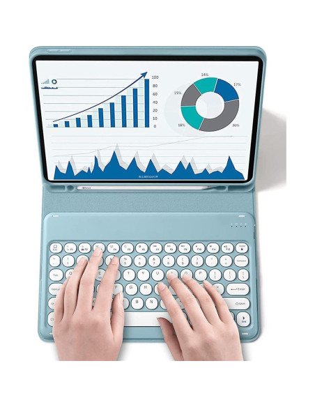 Funda de Teclado para iPad Mini 7/6 Generación Rosa con Ratón