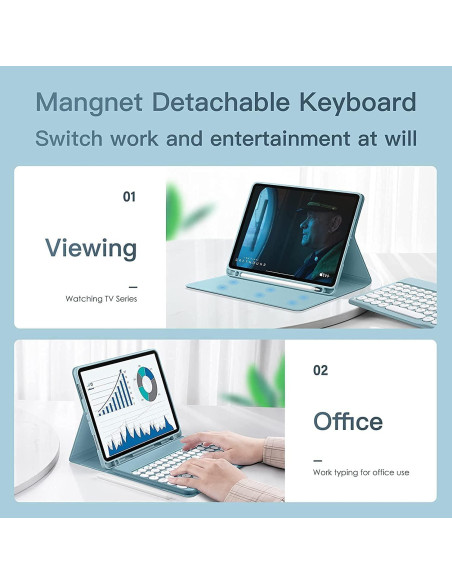 Funda de Teclado para iPad Mini 7/6 Generación Rosa con Ratón