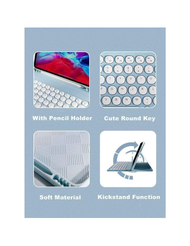 Funda de Teclado para iPad Mini 7/6 Generación Rosa con Ratón