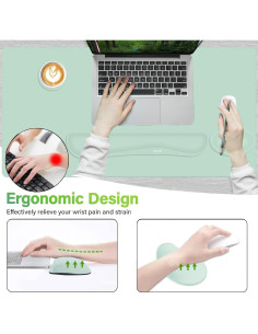 Conjunto Alfombrilla de Teclado y Ratón MOSISO Verde Menta 2