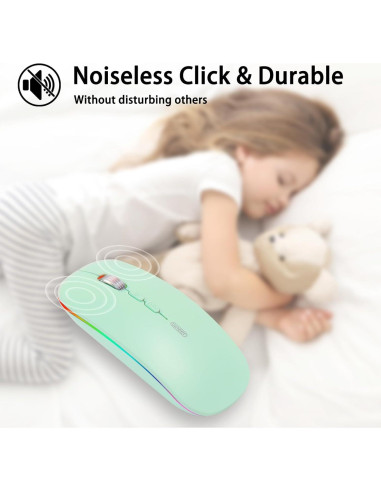 Ratón Inalámbrico Bluetooth Uineer M1LBS Recargable Verde