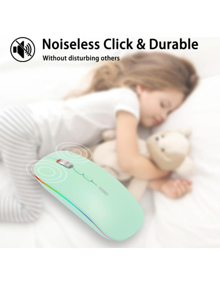 Ratón Inalámbrico Bluetooth Uineer M1LBS Recargable Verde