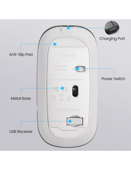Ratón Inalámbrico Bluetooth Uineer M1LBS Recargable Verde