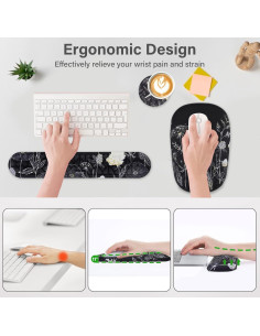 Reposamuñecas Ergonómico Mosiso 3 en 1 con Mousepad y Posavasos 2
