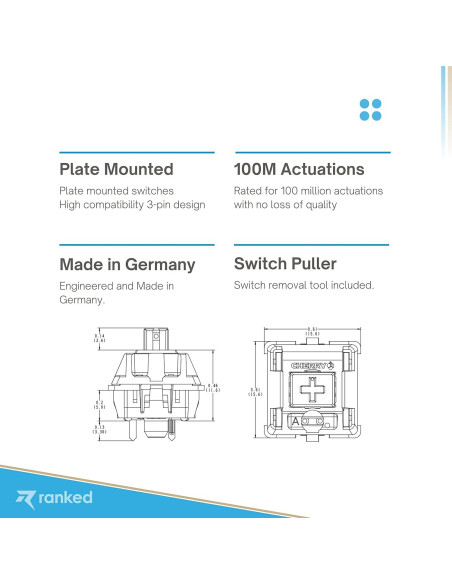 Interruptores Cherry MX RGB Azul 90 Pcs para Teclados Mecánicos