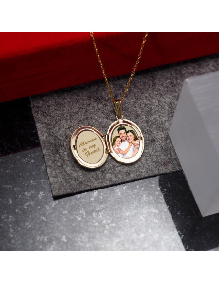 Locket Oval de Oro Relleno 14K 1.6x1.9cm con Cadena 45.7cm