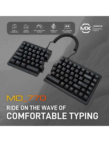 Teclado Mecánico Ergonómico Mistel MD770 TKL Cherry MX PBT
