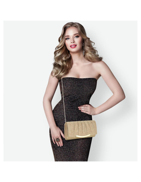 Bolso de Noche Clutch UBAYMAX para Mujeres Champagne 23x12cm Bolso de Noche Clutch UBAYMAX para Mujeres Champagne 23x12cm