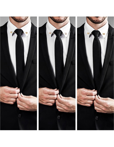 Clip de Corbata wynameleri Set 3 Piezas Dorado y Plateado