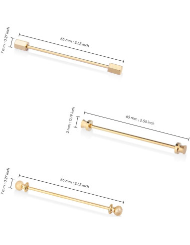Clip de Corbata wynameleri Set 3 Piezas Dorado y Plateado