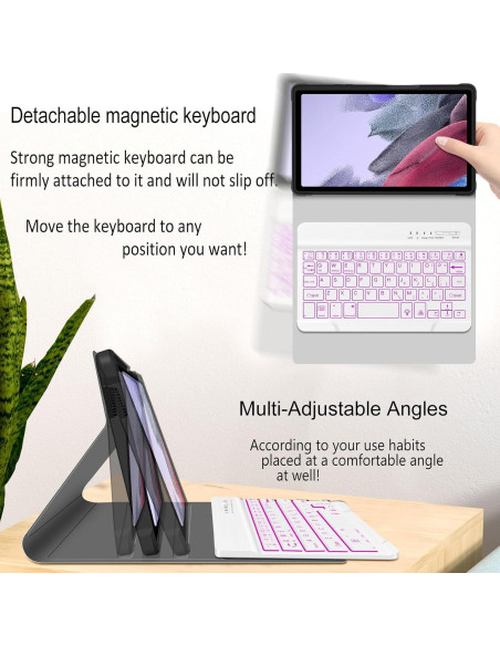 Funda Teclado Retroiluminado WERNURPAI para Galaxy A7 Lite 8.7"
