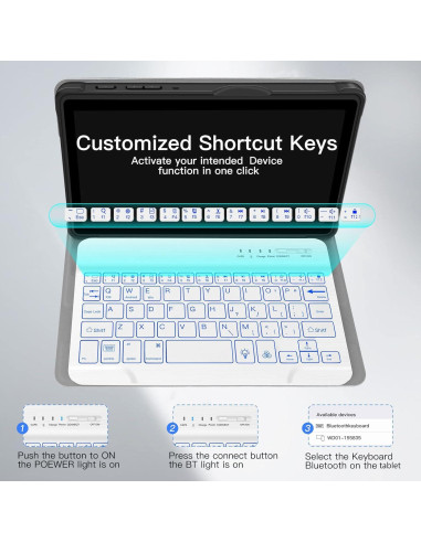 Funda Teclado Retroiluminado WERNURPAI para Galaxy A7 Lite 8.7"