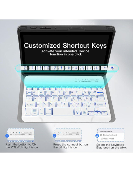 Funda Teclado Retroiluminado WERNURPAI para Galaxy A7 Lite 8.7"