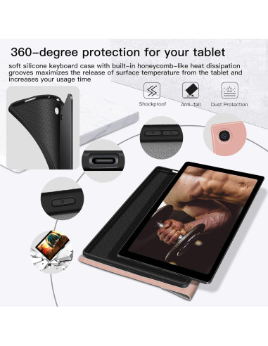 Funda Teclado Retroiluminado WERNURPAI para Galaxy A7 Lite 8.7"