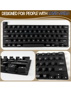 Cubierta de Teclado de Silicona Sibosen para Uñas Largas - Negro 2