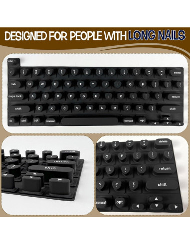 Cubierta de Teclado de Silicona Sibosen para Uñas Largas - Negro
