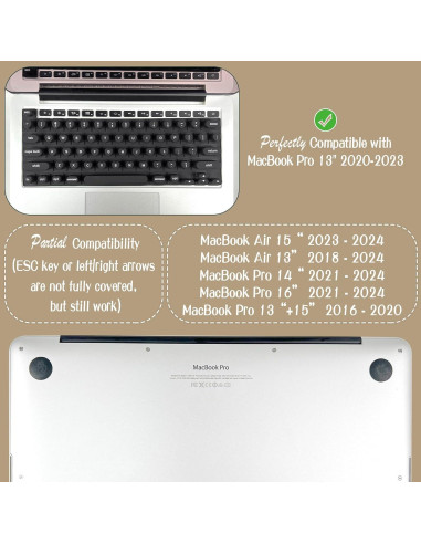 Cubierta de Teclado de Silicona Sibosen para Uñas Largas - Negro