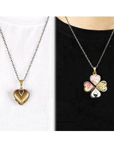 Collar Colgante Corazón Cuatro Hojas de Trébol Acxico 2