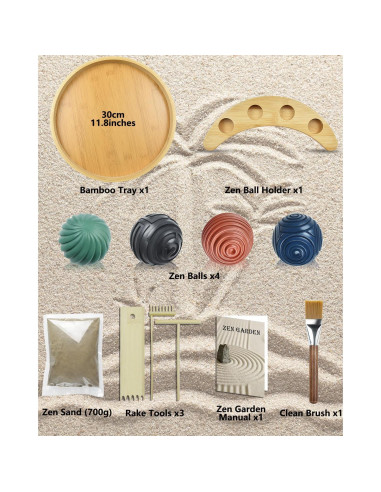 Jardín Zen Japonés Artcome 30cm con Arena y 4 Bolas Zen