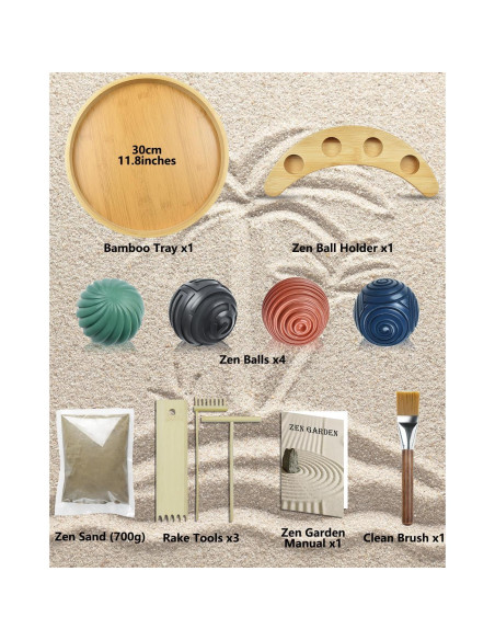 Jardín Zen Japonés Artcome 30cm con Arena y 4 Bolas Zen