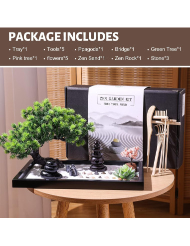 Kit Jardín Zen Thaibear - Decoración Escritorio 14 Piezas