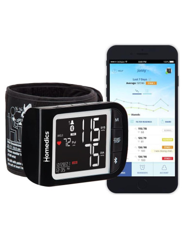 Monitor de Presión Arterial de Muñeca HoMedics Premium - Bluetooth, Preciso