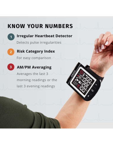 Monitor de Presión Arterial de Muñeca HoMedics Premium - Bluetooth, Preciso