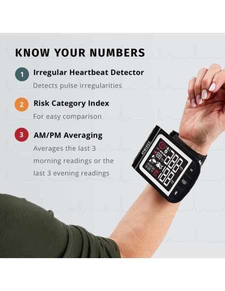 Monitor de Presión Arterial de Muñeca HoMedics Premium - Bluetooth, Preciso