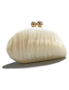 Bolso Clutch de Acrílico CUXVA en Forma de Concha Blanco Roto