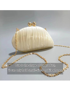 Bolso Clutch de Acrílico CUXVA en Forma de Concha Blanco Roto 2